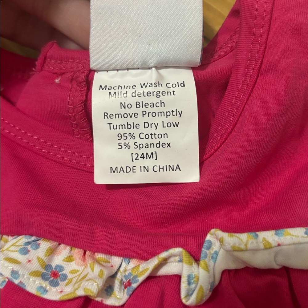 Stitchy Fish 24 Month Pink Top With Floral Ruffles - Picture 3 of 4